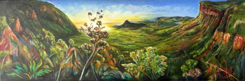 'Morning from The Pinnacle, Tweed Valley' - oil & acrylic on canvas , 60 x 182cm - SOLD