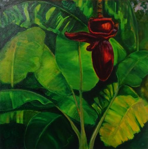 'Dark Bananas' - oil & acrylic on canvas, 76 x 76cm - SOLD