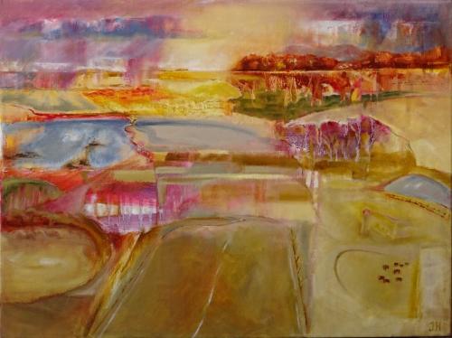 'Road Trip - Pasturelands' - oil & acrylic on canvas, 46 x 61 cm