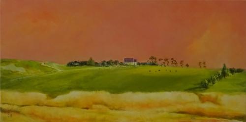 'Country Life' - oil & acrylic on canvas, 30 x 61cm